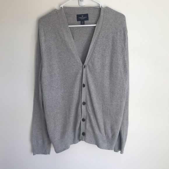 AE Mens Long button down gray sweater size large - Picture 1 of 4